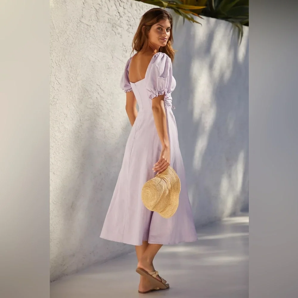 Anthropologie X Charlie Holiday Puff-Sleeve Cutout Dress Size 6 NWT - Picture 4 of 10